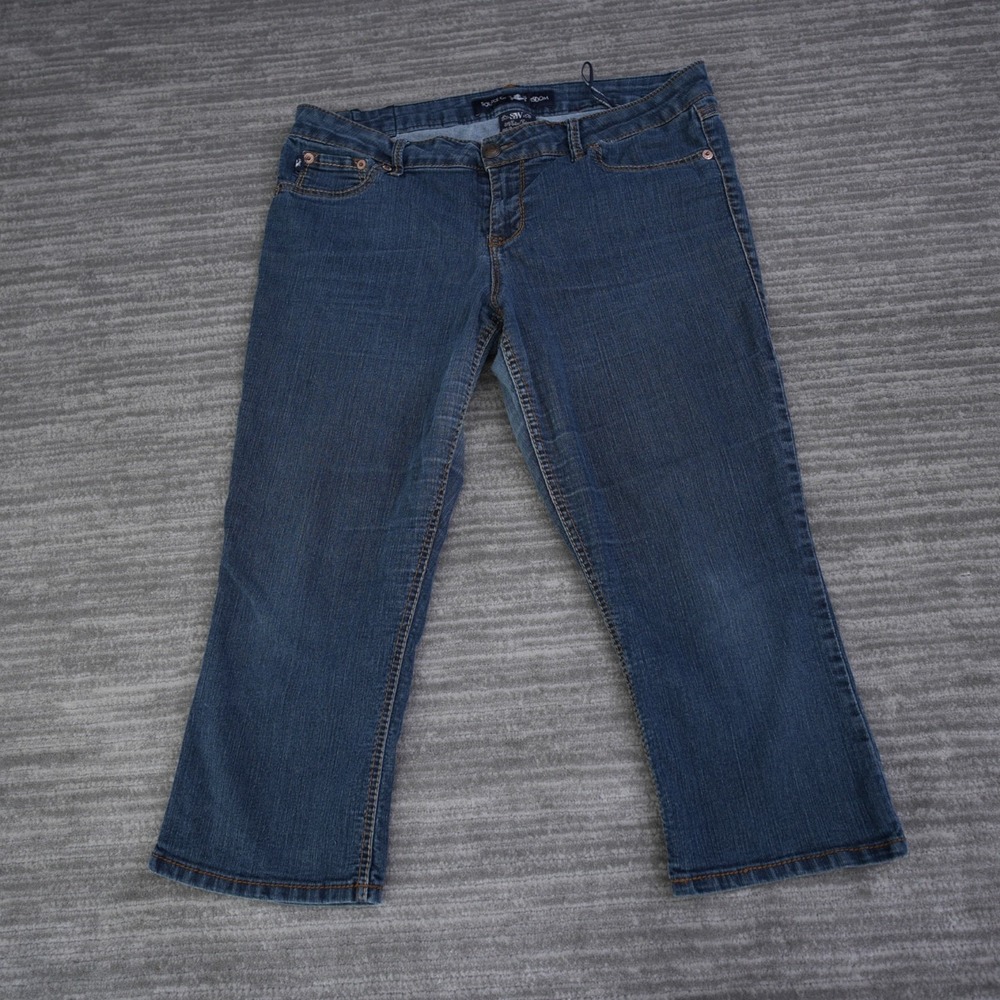 Source Of Wisdom Capri Jeans Women Blue Denim Mid Rise Size 18 Measured 37x21.5